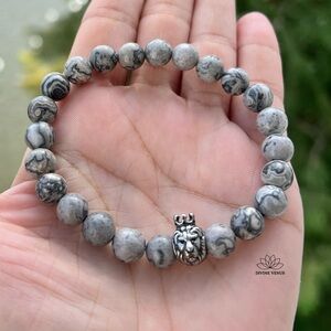 Picasso Jasper Lion Stretch Beaded Bracelet 🦁